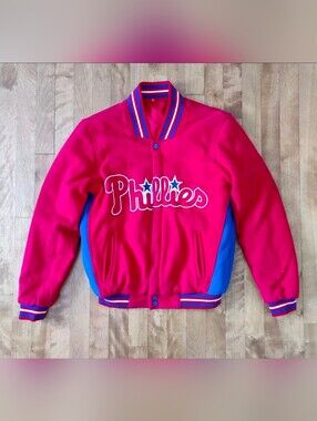 Philadelphia Phillies Reversible JH Design Varsity Jacket Red Mens Size M